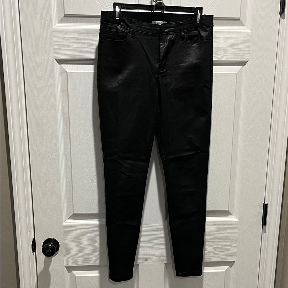 Grace & Lace Black Skinny Jeans with Faux Leather Finish